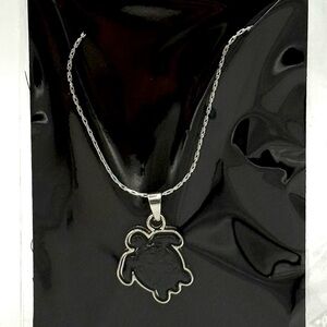Upcycled Louis Vuitton Turtle Pendant Necklace - Authentic, Stamped - Silver